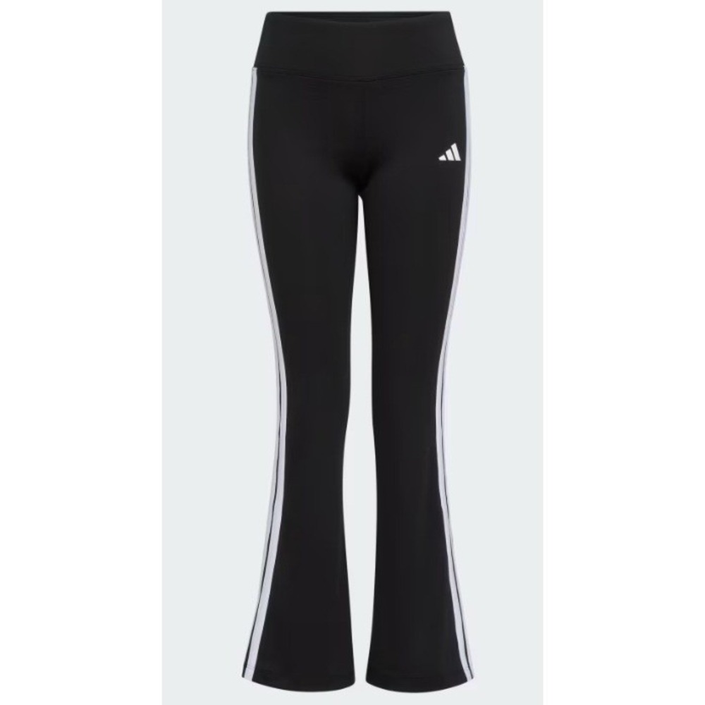 Adidas Girls AEROREADY 3-Stripes Flare Leggings Black White Pants Size S New